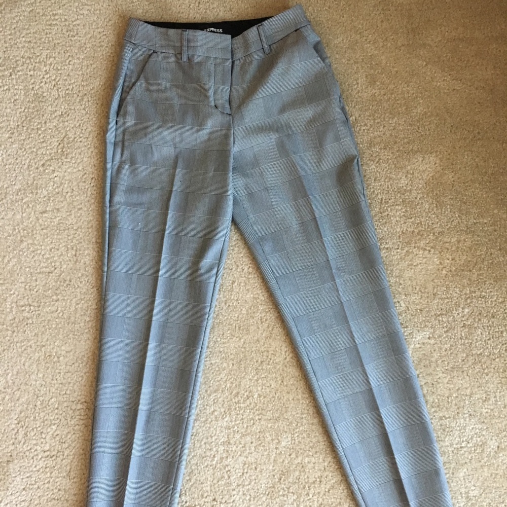 Express Mid Rise Plaid Columnist Ankle Pant